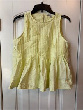 Light Yellow Pintuck Peplum Tank Top - Free Assembly